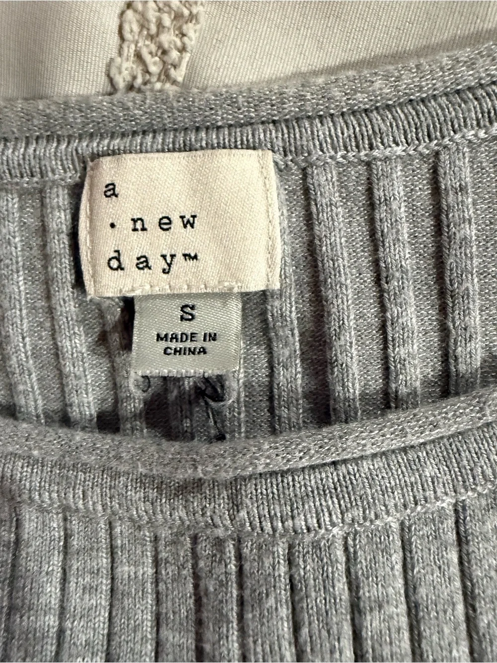 a new day Light Gray Off-the-Shoulder Ribbed Sweater